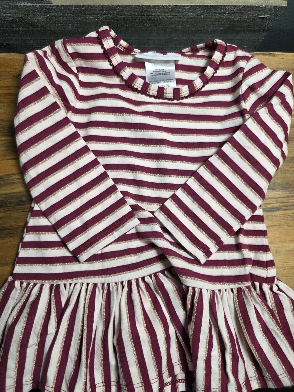Bonnie Baby White Sherpa Vest with Satin Bow and Berry Striped Top Set